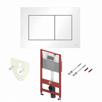 TECE 9400413 Инсталляция TECEbase 2.0 в комплекте с белой глянцевой пластиковой панелью (кнопкой) смыва TECEnow