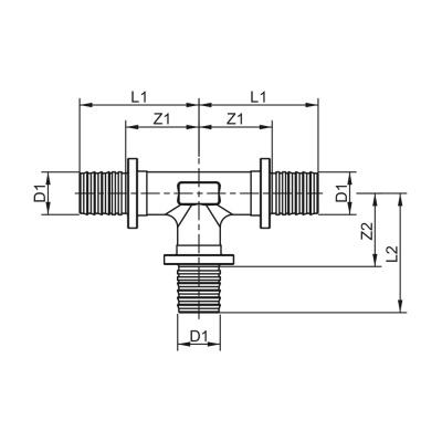 Тройник TECEflex 25x25x25, латунь