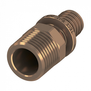 Соединение прямое с ниппелем TECEflex 25 x R 1", бронза
